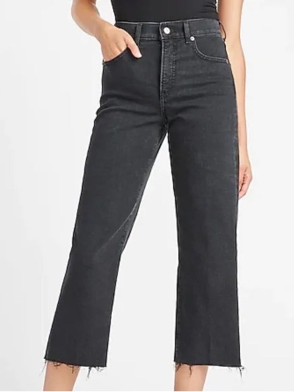 Express Black High-Rise Cropped wide leg Jeans